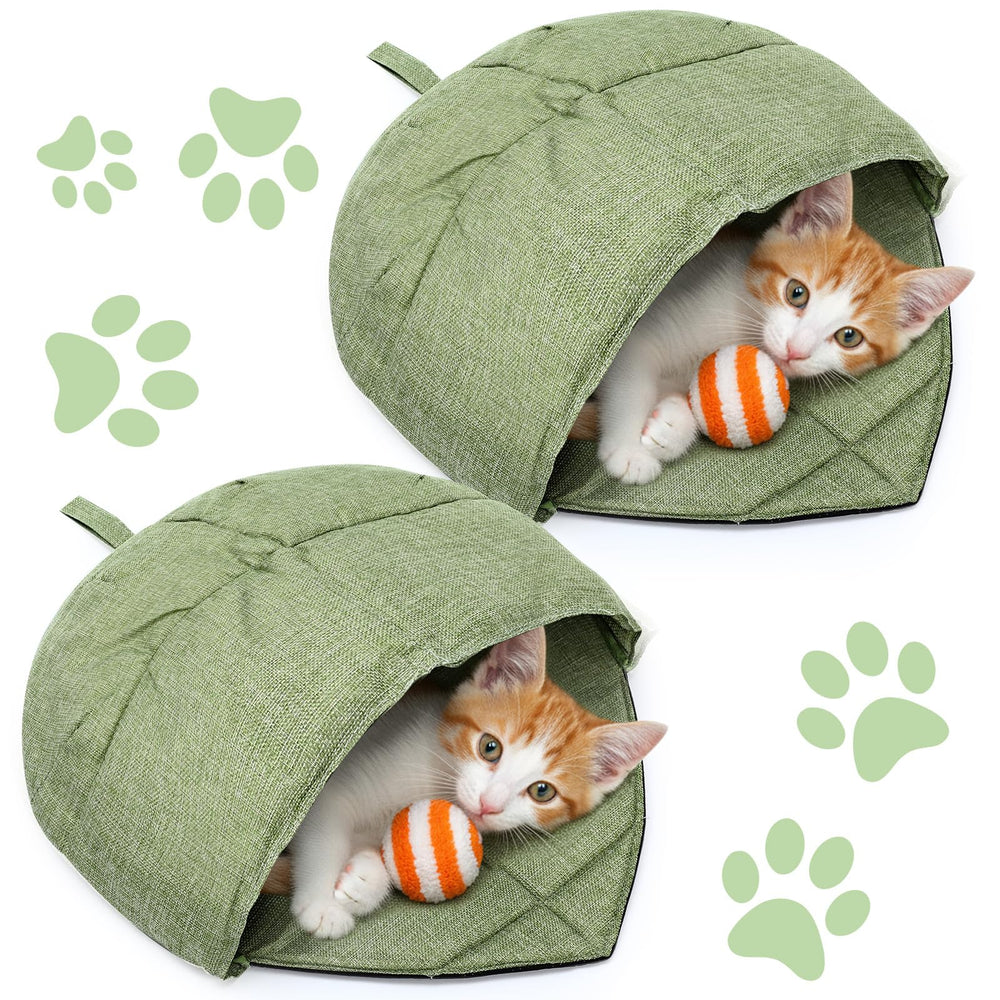 AceOrbit 2 Pcs cat sleeping bag front view in green offers a cozy hideaway