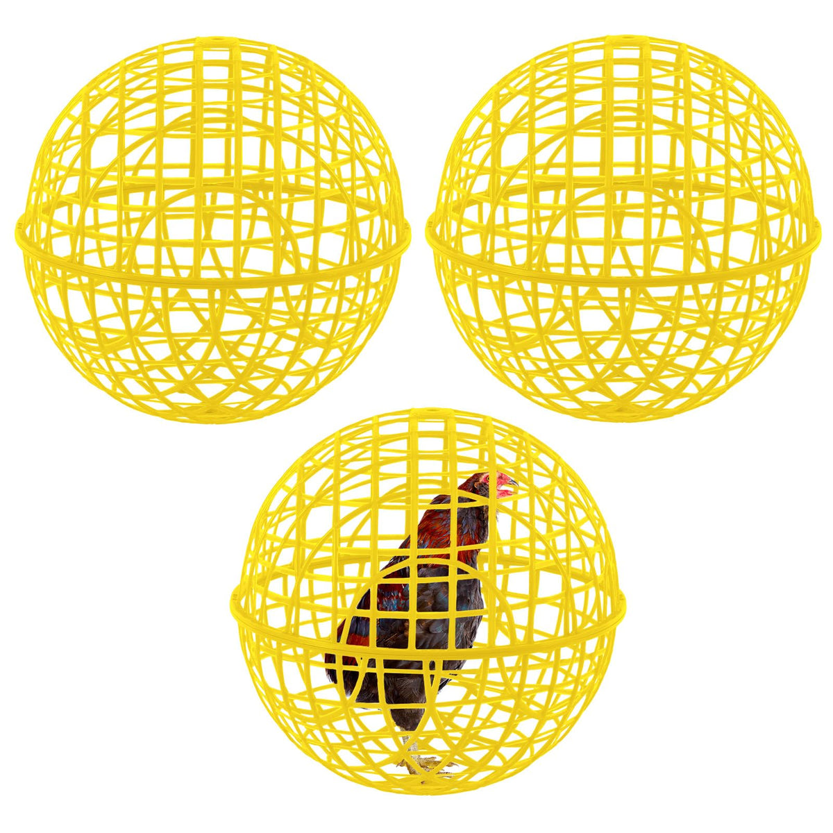 AceOrbit 3-pack yellow ball cages ready for outdoor setup and secure animal play