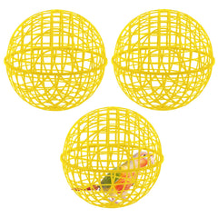 AceOrbit 3Pcs yellow 11-8-inch chicken ball cage outdoors promotes safe outdoor play for small pets.