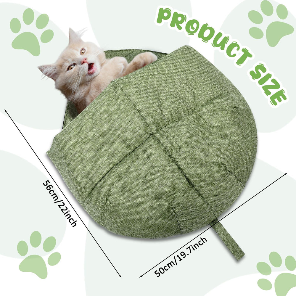 AceOrbit cat bed linen green top view highlights breathable fabric for comfortable naps