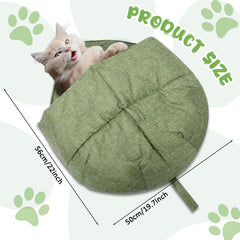 AceOrbit cat bed linen green top view highlights breathable fabric for comfortable naps