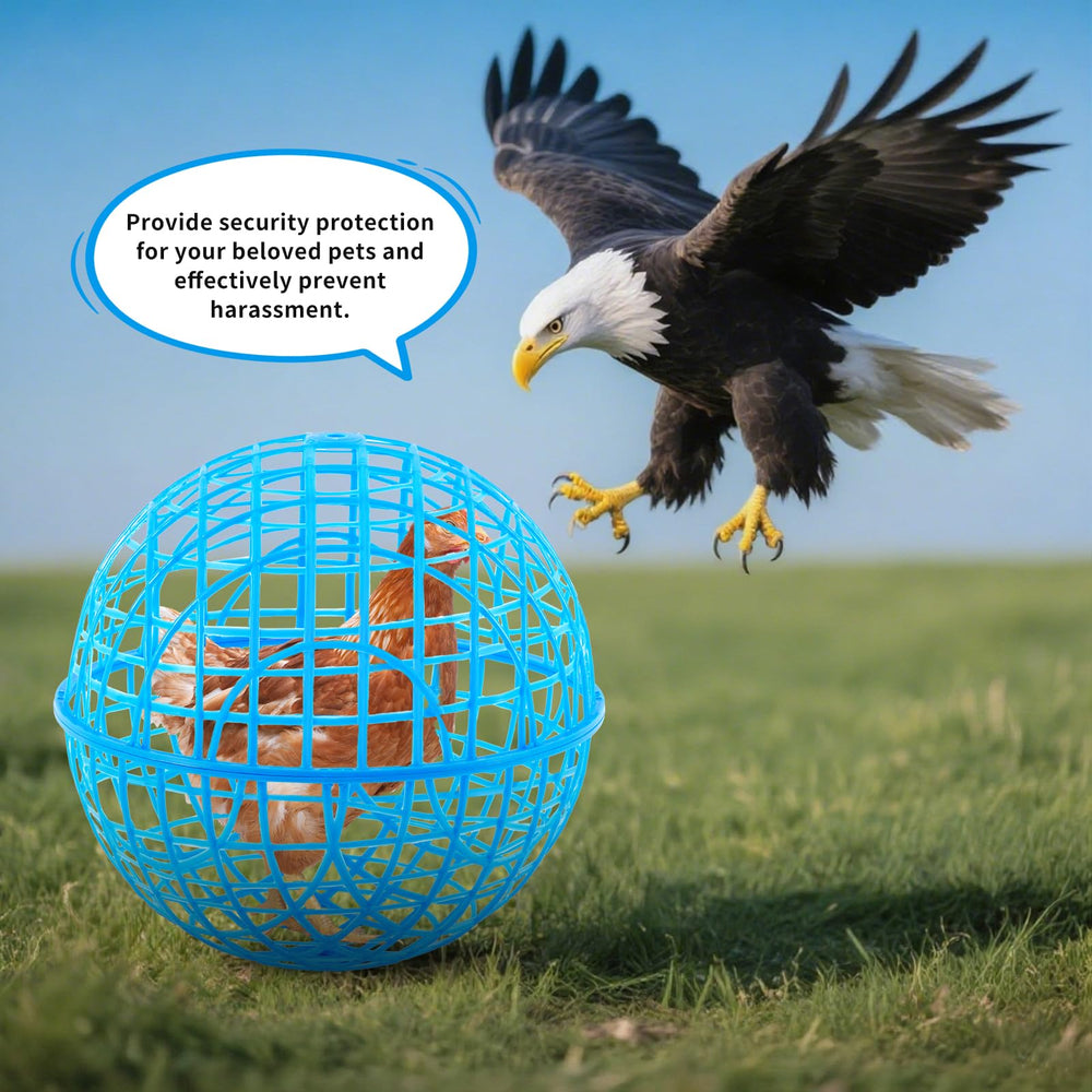 AceOrbit chicken balls cage blue color closeup highlights sturdy PP plastic and smooth surface.