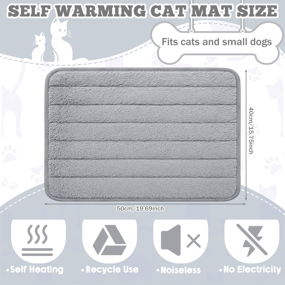 AceOrbit self-warming cat bed grey fabric close-up Plush soft surface.