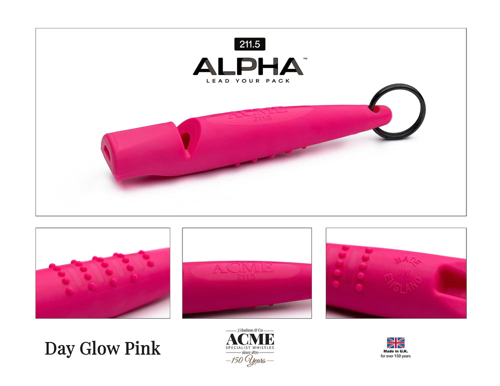 ACME Alpha 211.5 day glow pink helps you spot it quickly during outdoor drills.