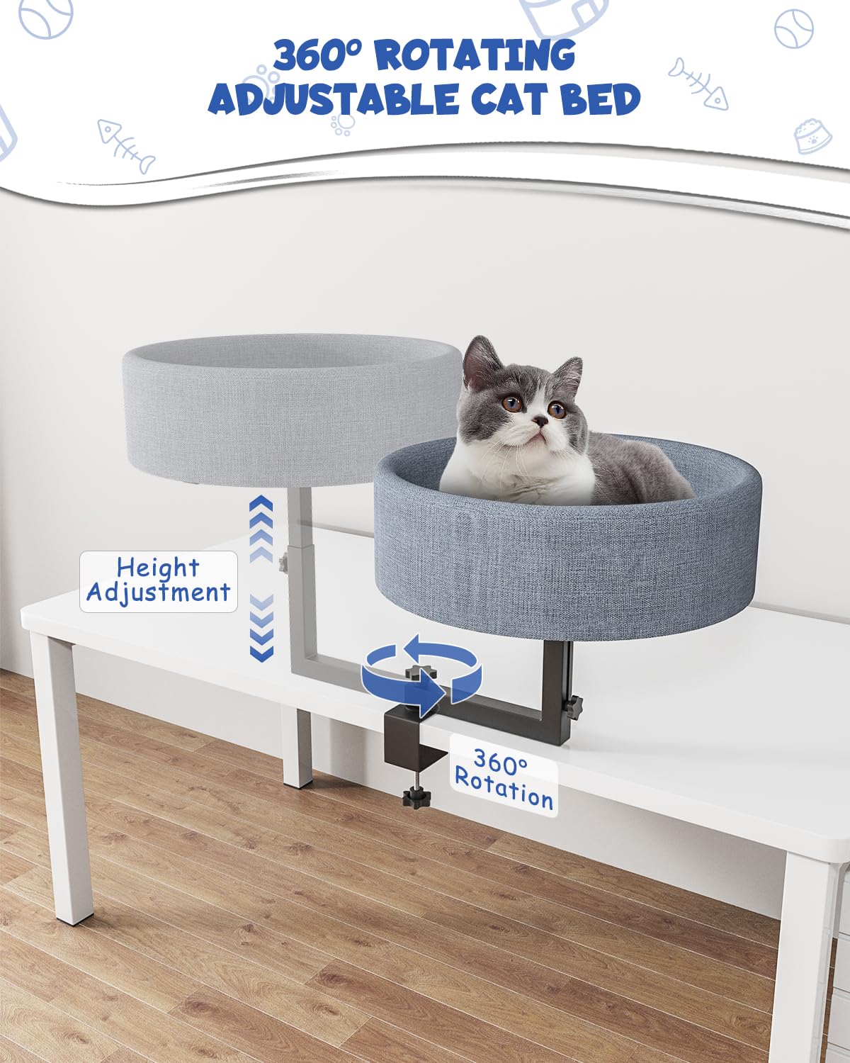 Acools Cat Desk Bed 16x16x5 size provides roomy comfort without clutter