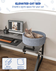 Acools Cat Desk Bed elevated perch offers elevated comfort beside workspace