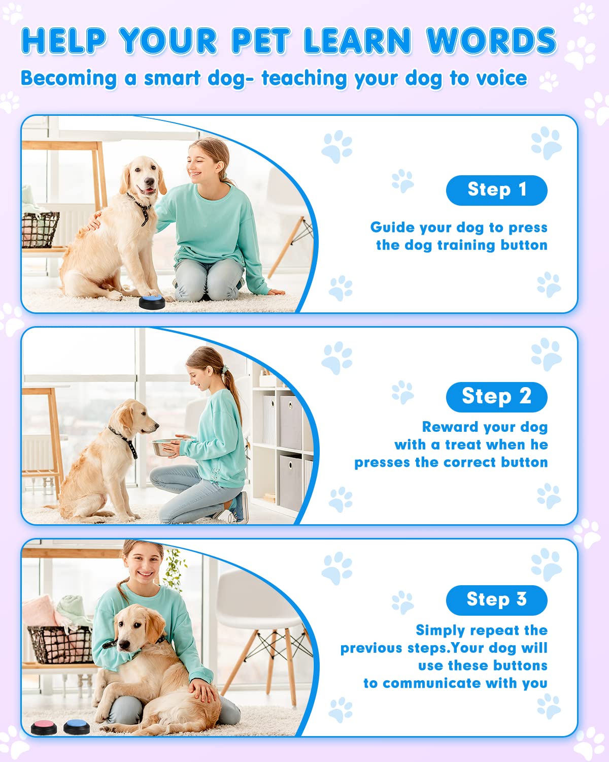 Acools dog-buttons-24-scene-stickers includes varied prompts for training scenarios.