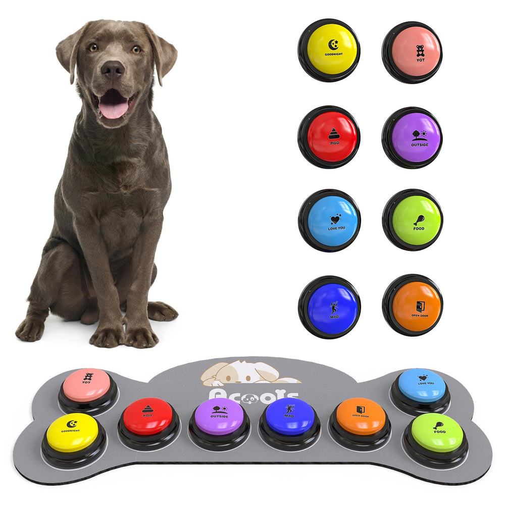 Acools eight-color dog button set for interactive communication and training.