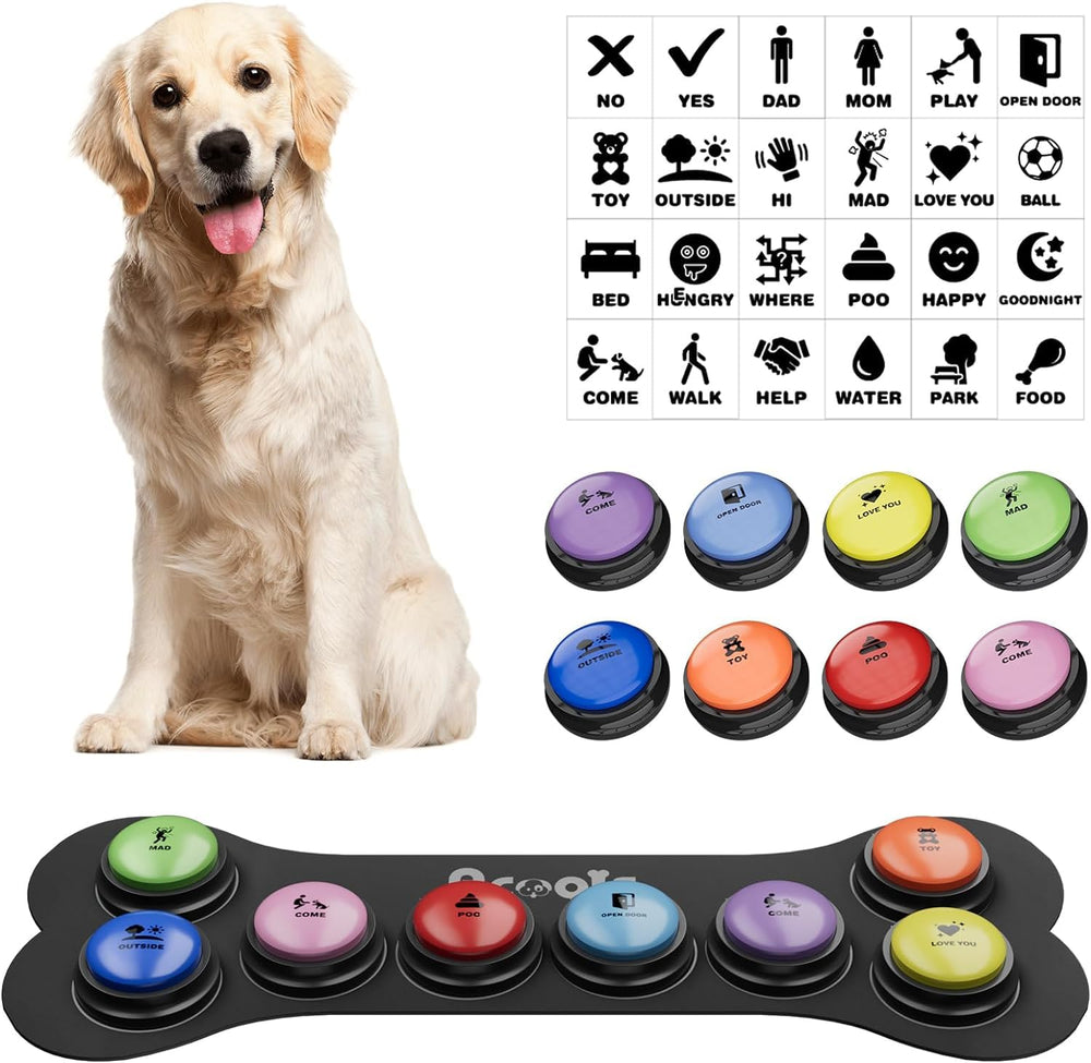 Acools dog-buttons-8pack front view for easy communication training.