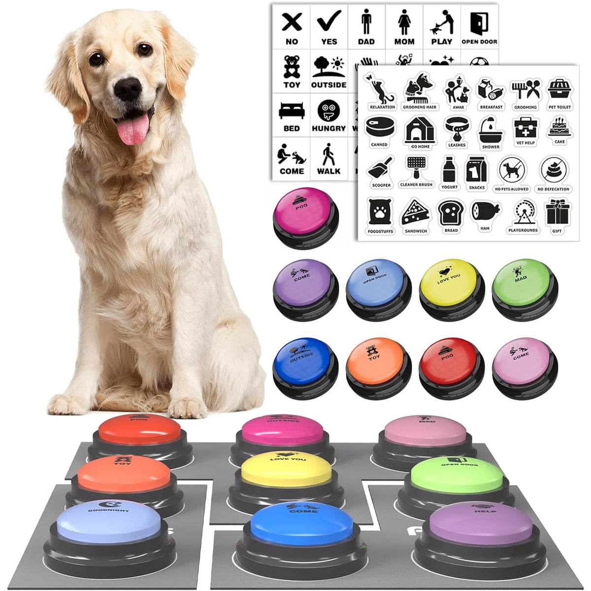 Acools dog-buttons-9-pcs-collection enables quick pet communication training