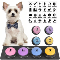 Acools dog-buttons-four-button-set enables clear pet communication for training and play.