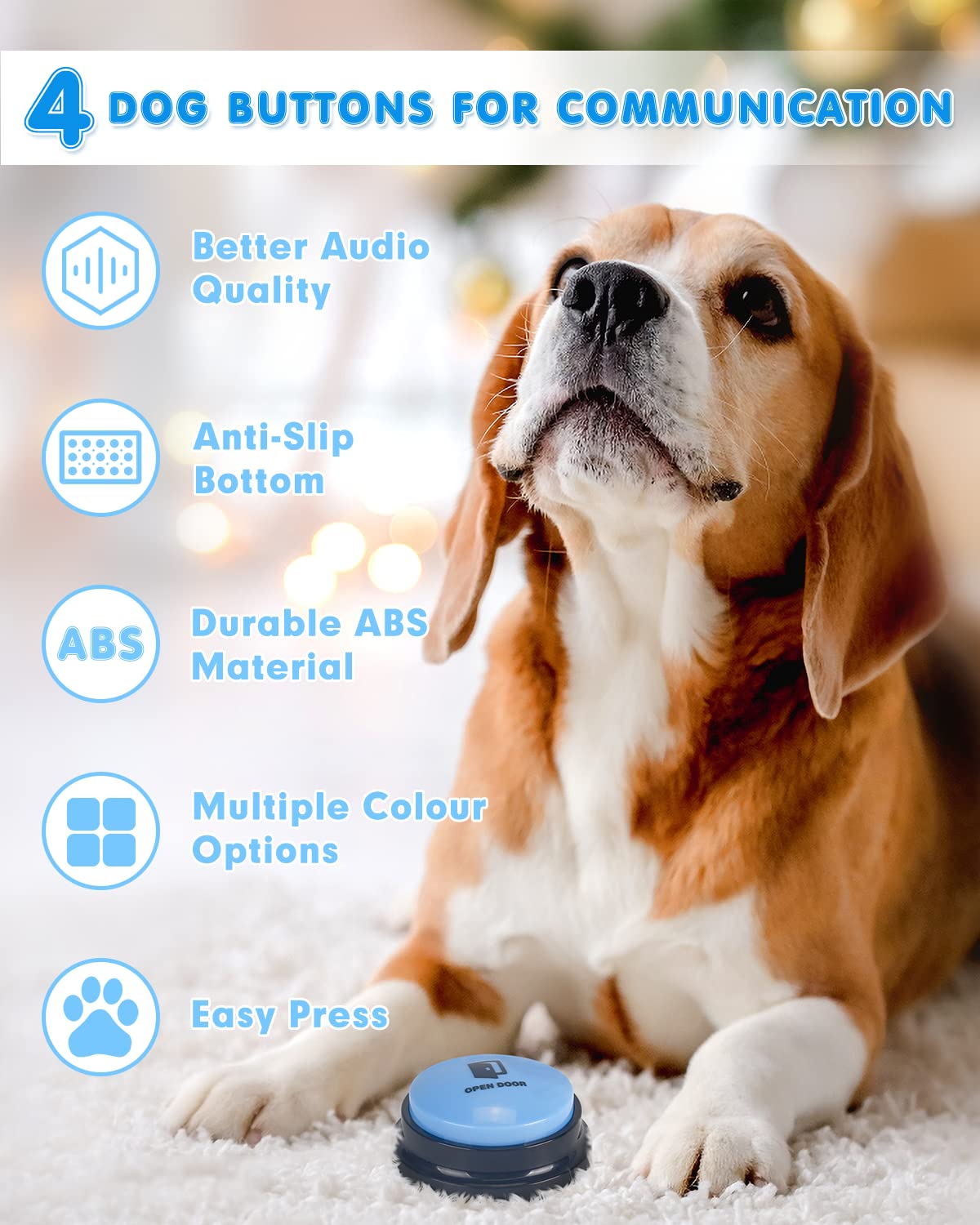 Acools dog-buttons-recording-function shows record-capable button for custom cues playback.