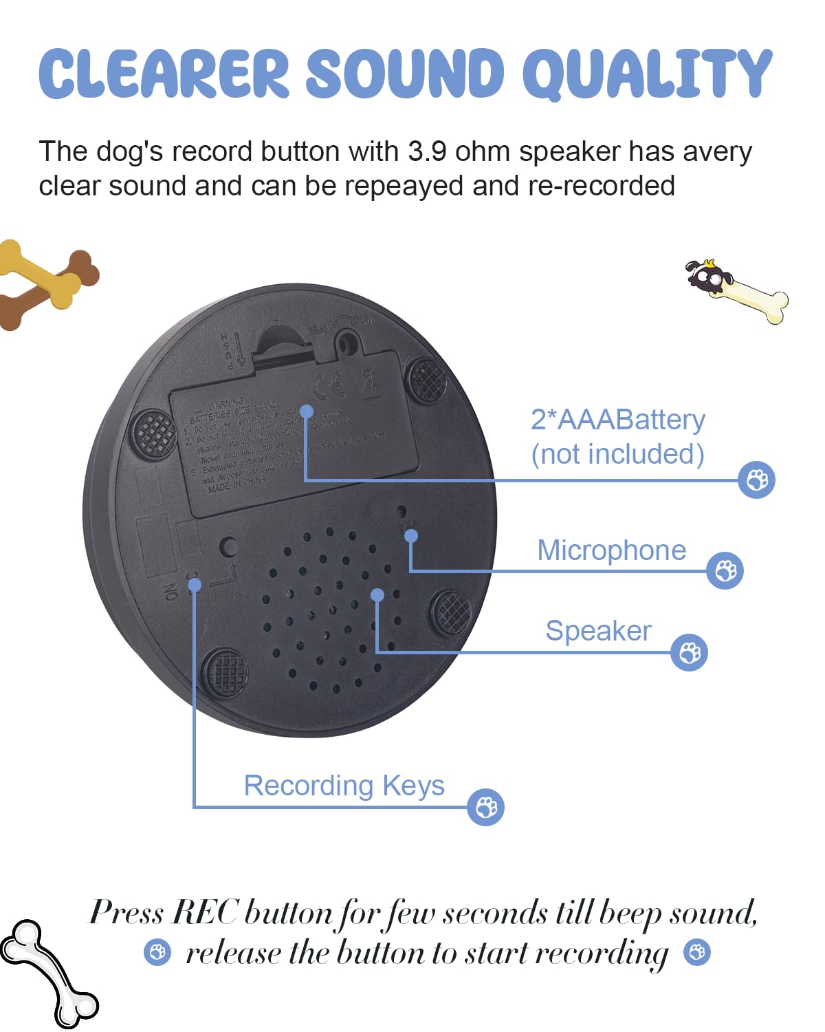 Acools button-speaker-closeup emphasizes clear playback for prompts.
