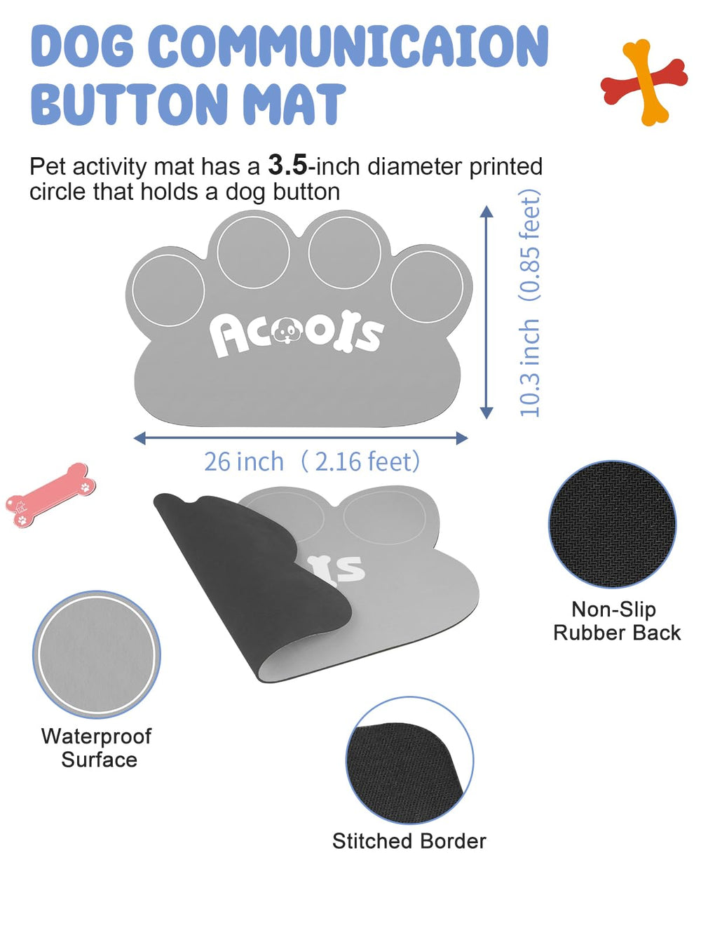 Acools recordable dog buttons provide 30-second messages for clear cues.