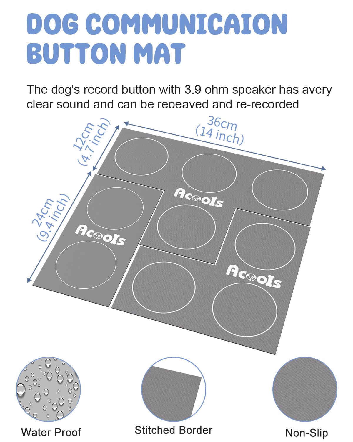 Acools waterproof moisture proof dog button mat withstands messy sessions