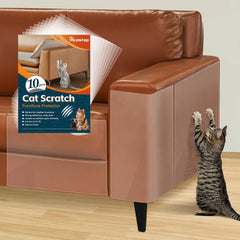 Acostop cat scratch protector pack front with ten pieces and clear design.