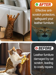 Acostop cat scratch protector transparent on sofa preserves leather finish.
