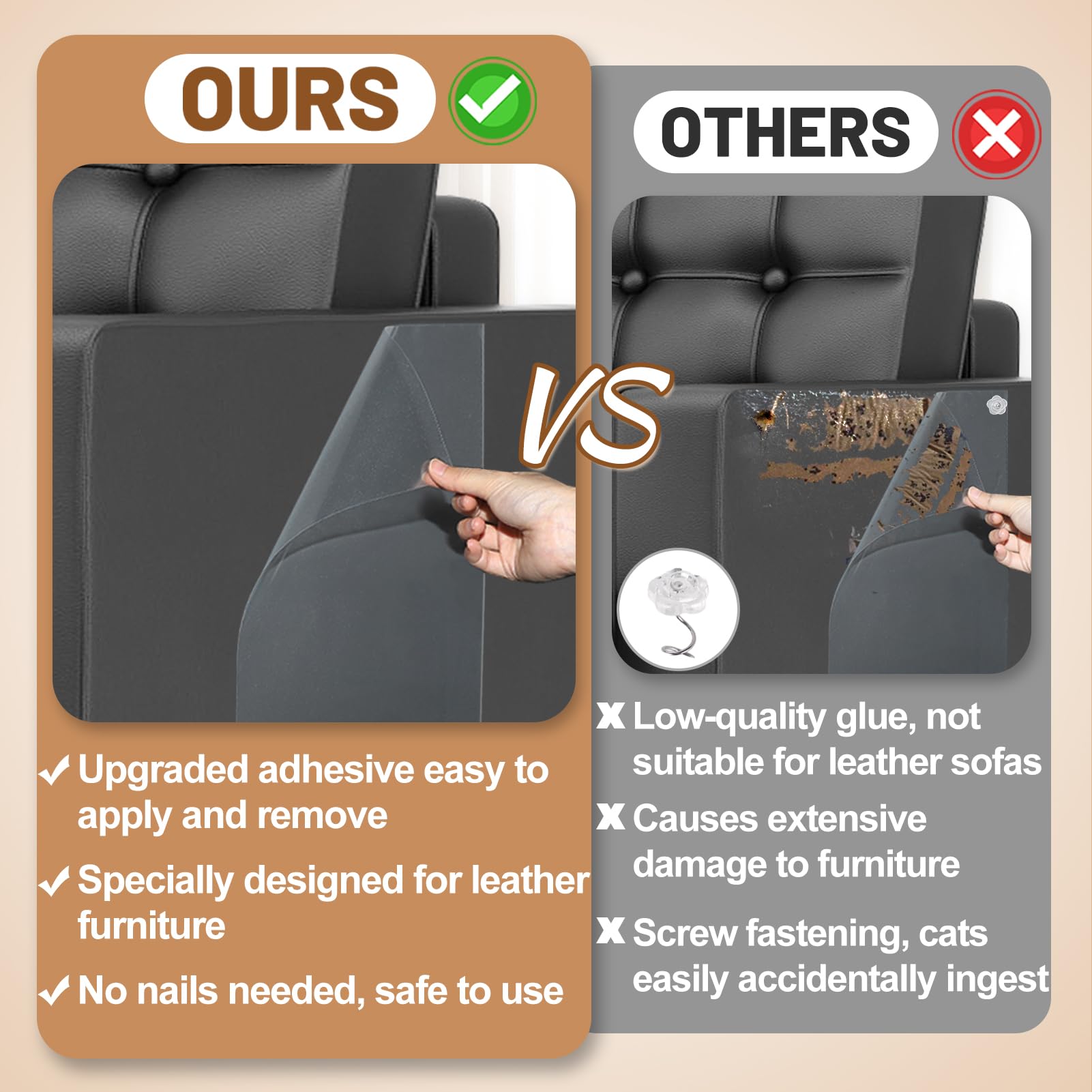 Acostop cut to fit protector for leather sofas chairs beds and cabinets.