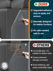 Acostop leather adhesive back close up shows residue free adhesion.