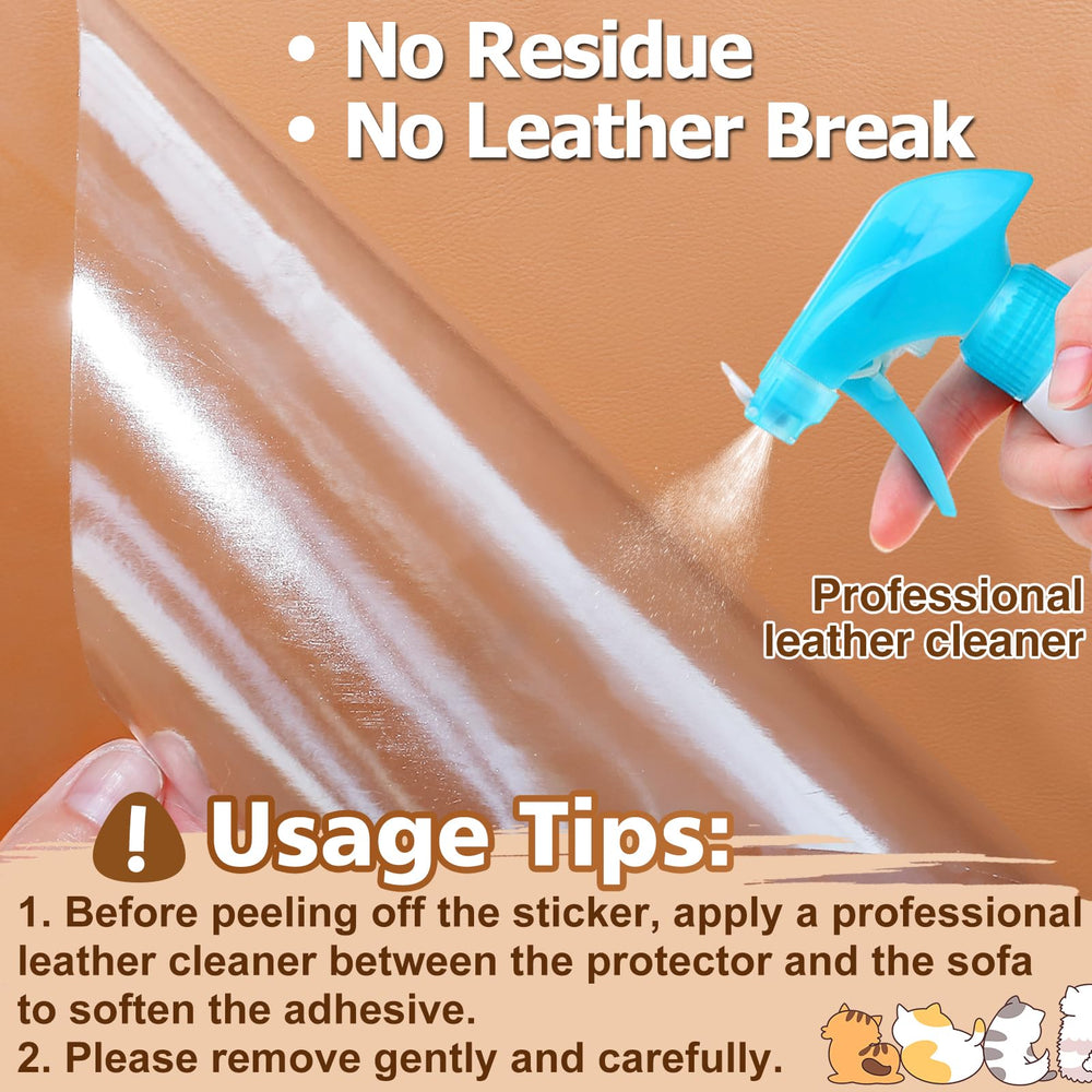 Acostop leather furniture protector translucent design blends with sofas while guarding against scratches.