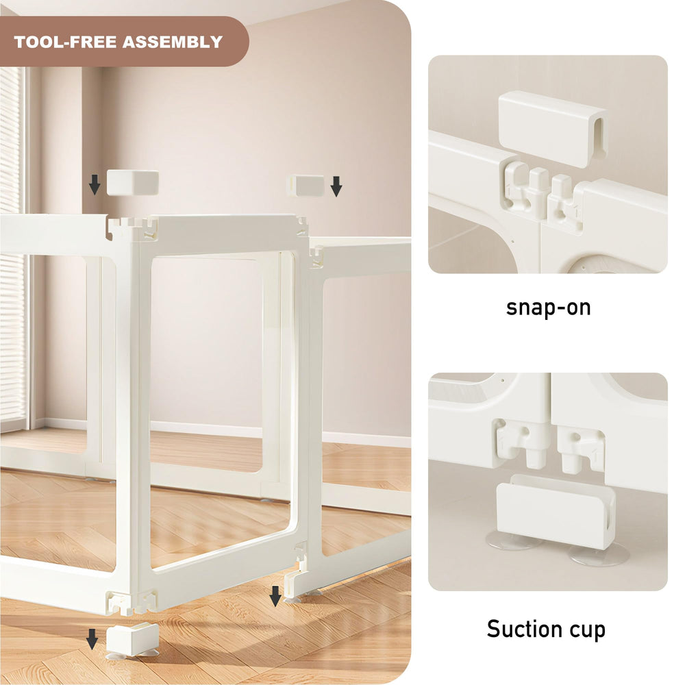 Acrylic Dog Playpen suction-base stability prevents floor scratches