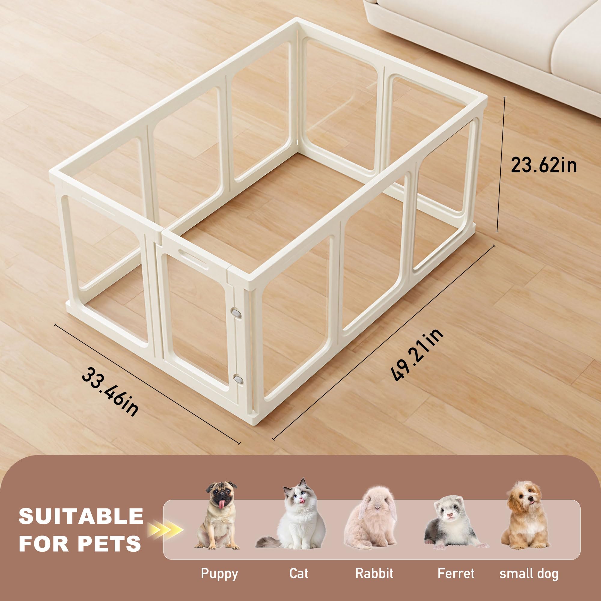 Acrylic Dog Playpen transparent side panel enhances visibility and calm