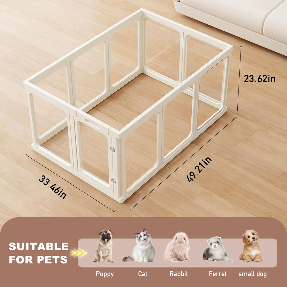 Acrylic Dog Playpen transparent side panel enhances visibility and calm