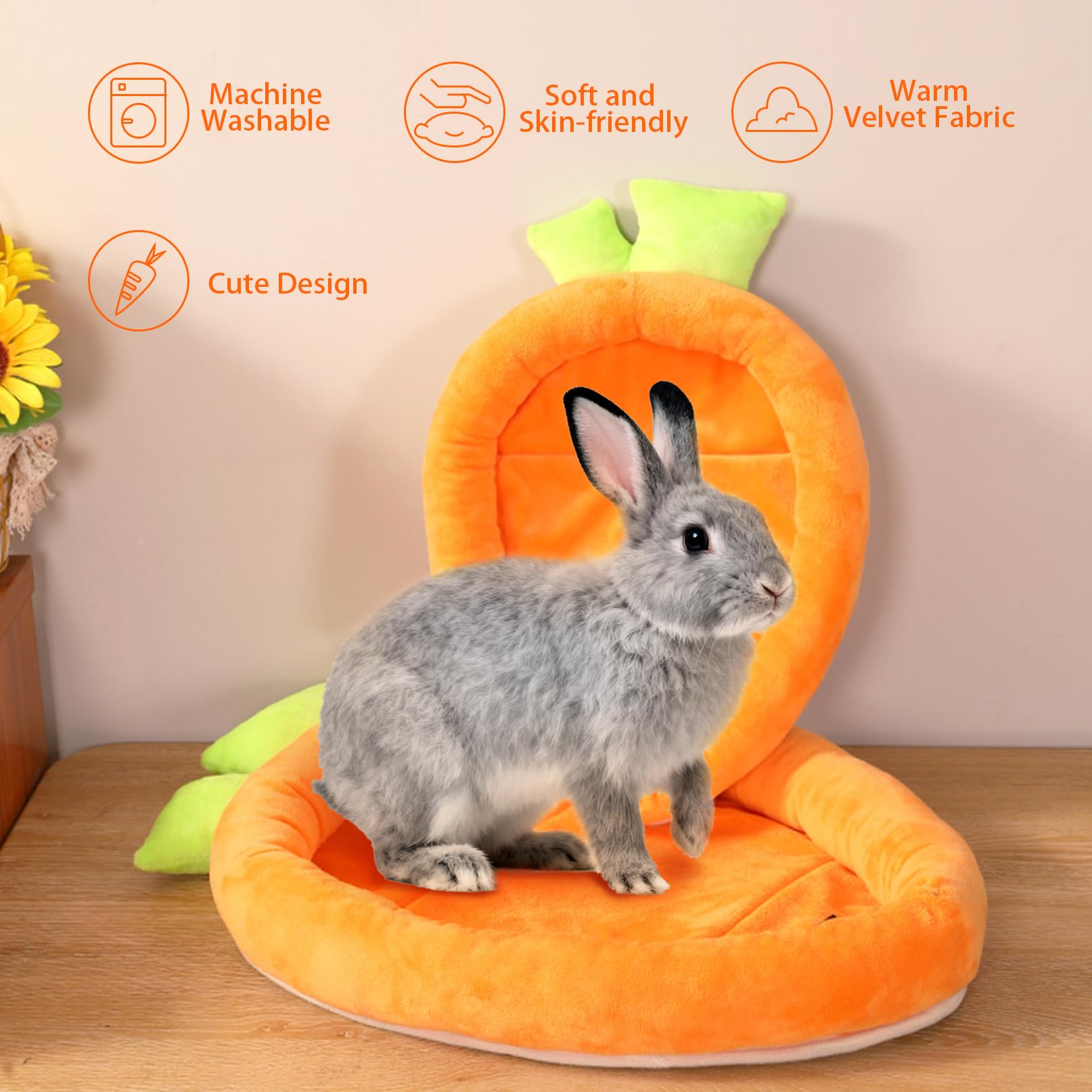 Acsist Bunny Bed size-15-75x11 fits small pets up to 5 pounds.