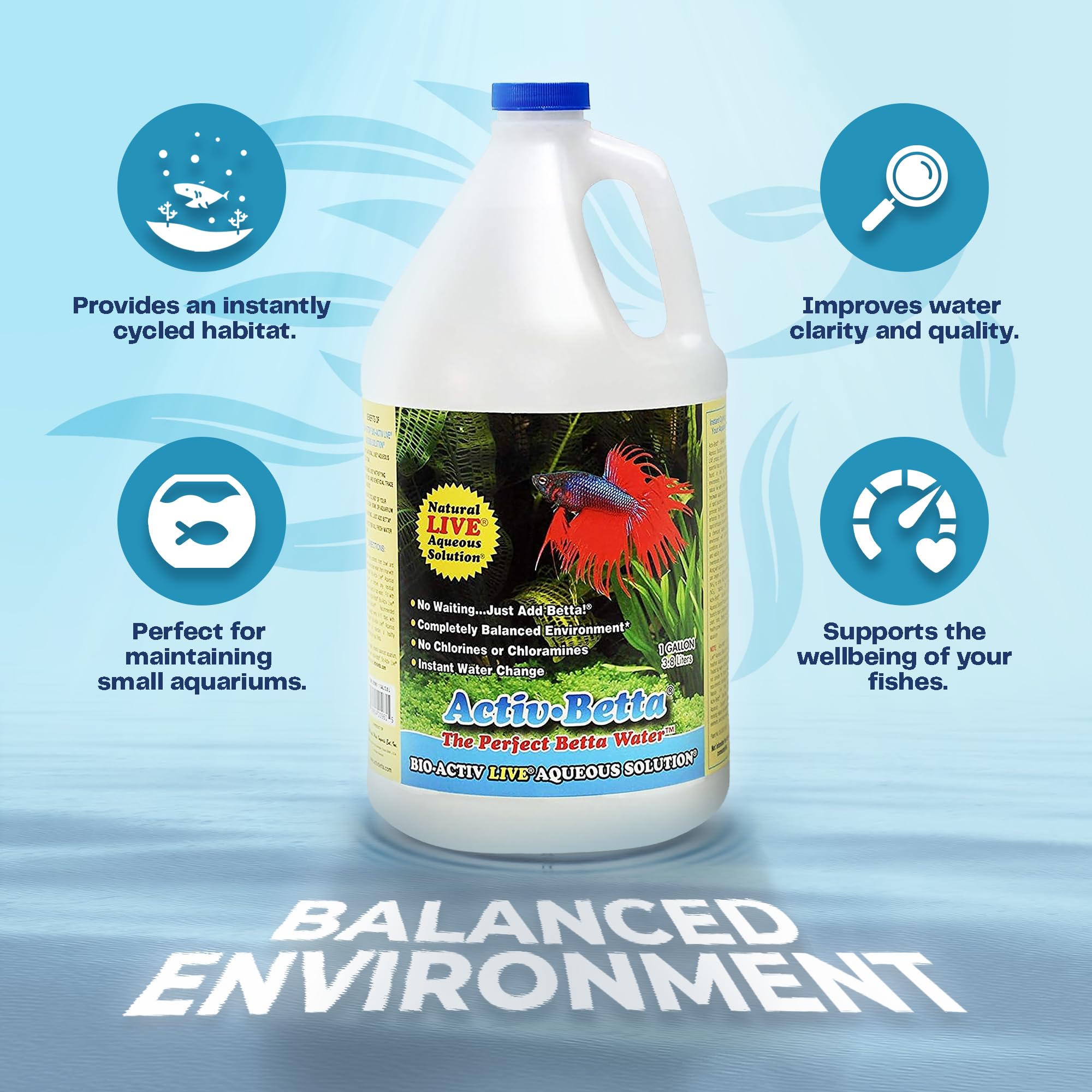 Activ Betta Bio-Activ Live Betta Water bacteria-rich formula on label.