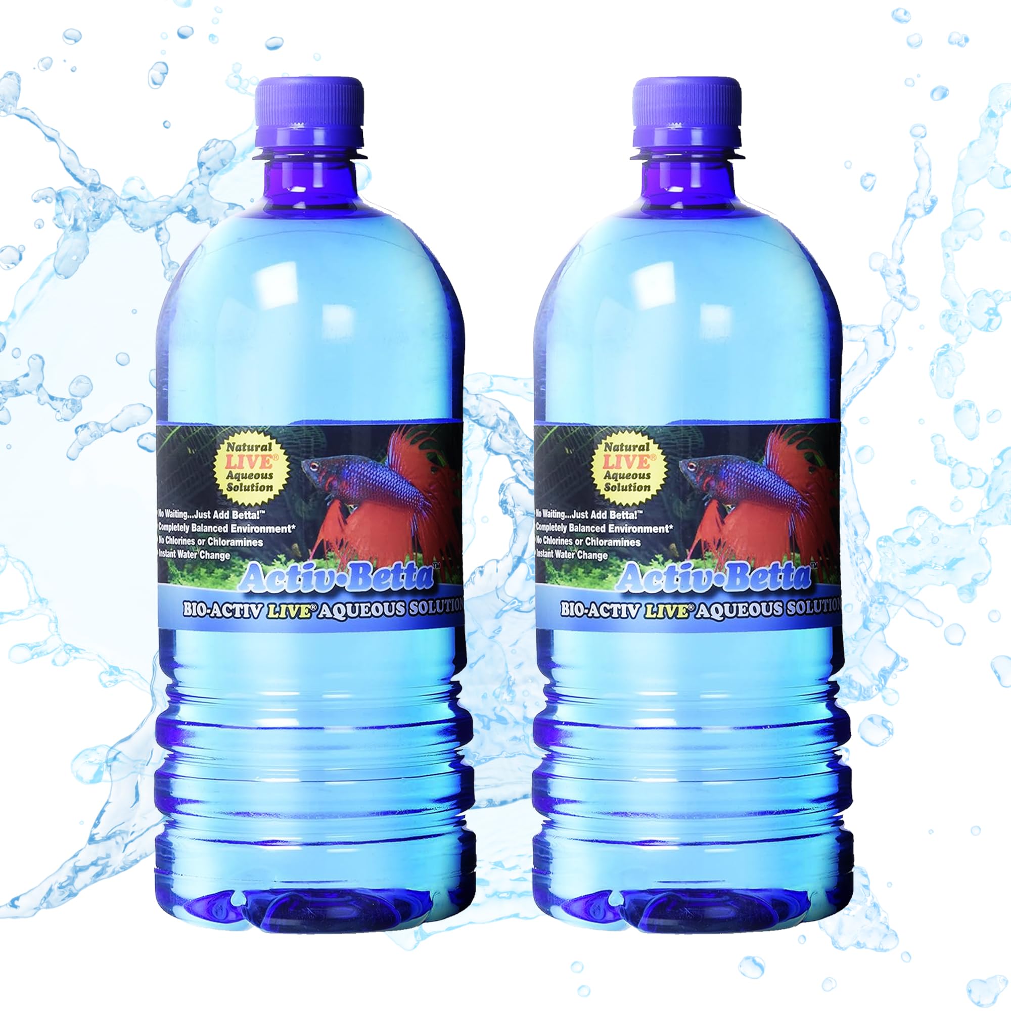 Activ Betta two-bottles front view for easy water conditioning in betta tanks