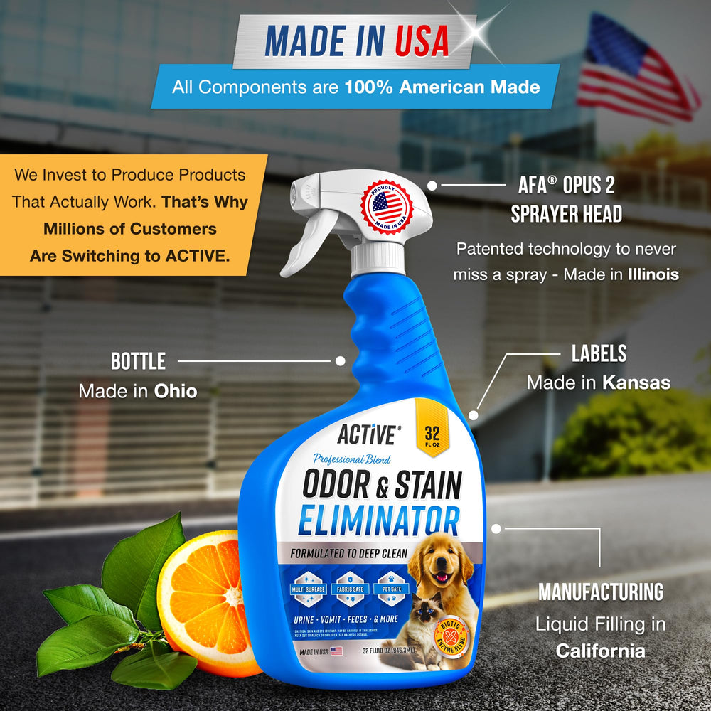 ACTIVE formula made in USA shown with citrus scent after treatment