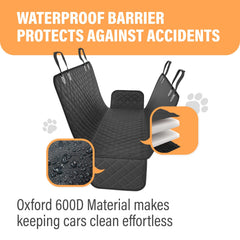 Active Pets back-seat cover installed in SUV protects seats and creates hammock style.