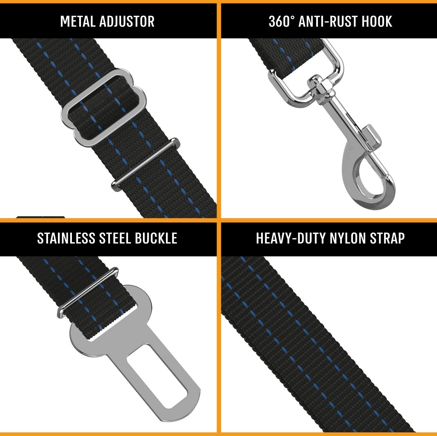 Active Pets blue durable dog seatbelt designed for everyday use.