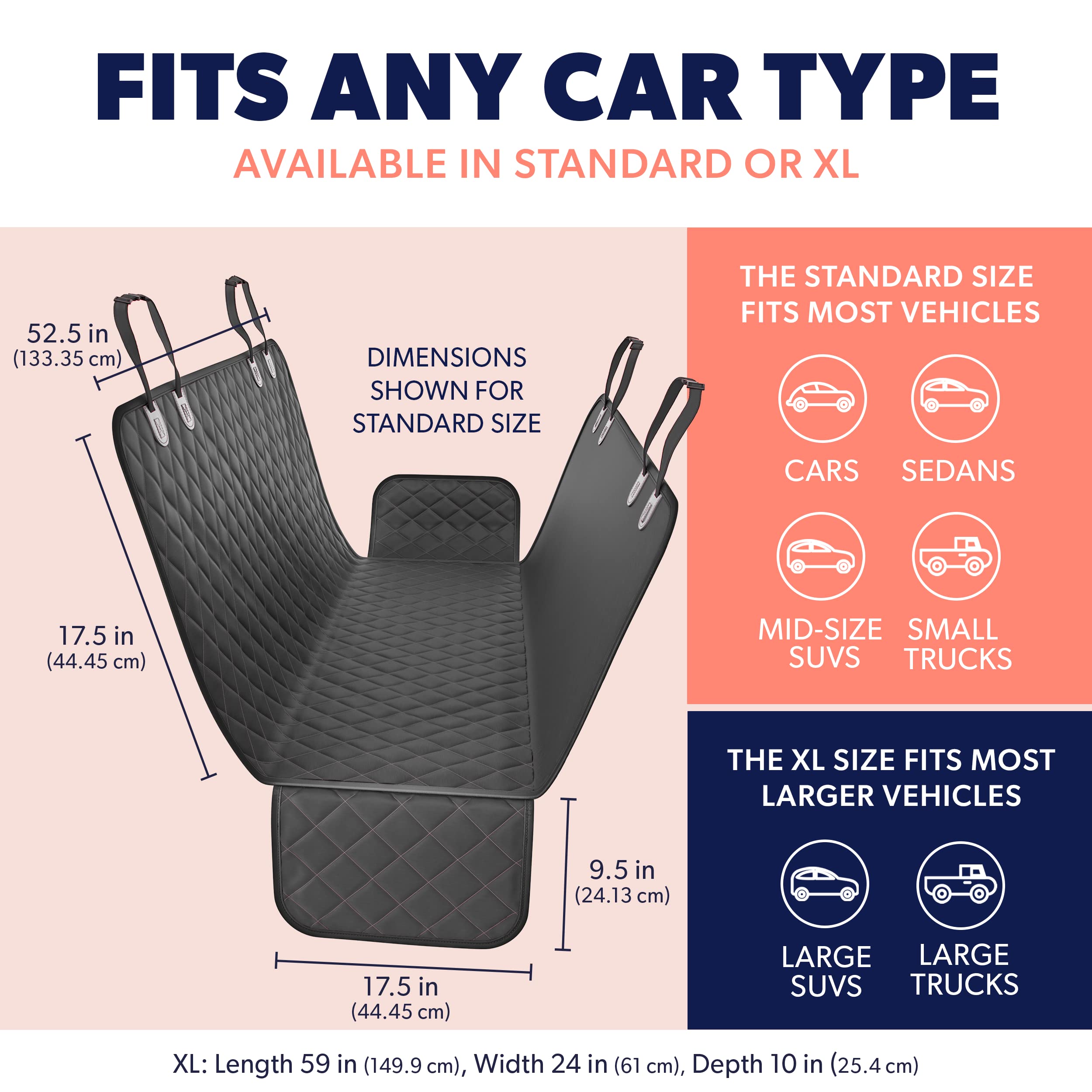 Active Pets Blue Standard Dog Car Hammock back seat in use protecting upholstery
