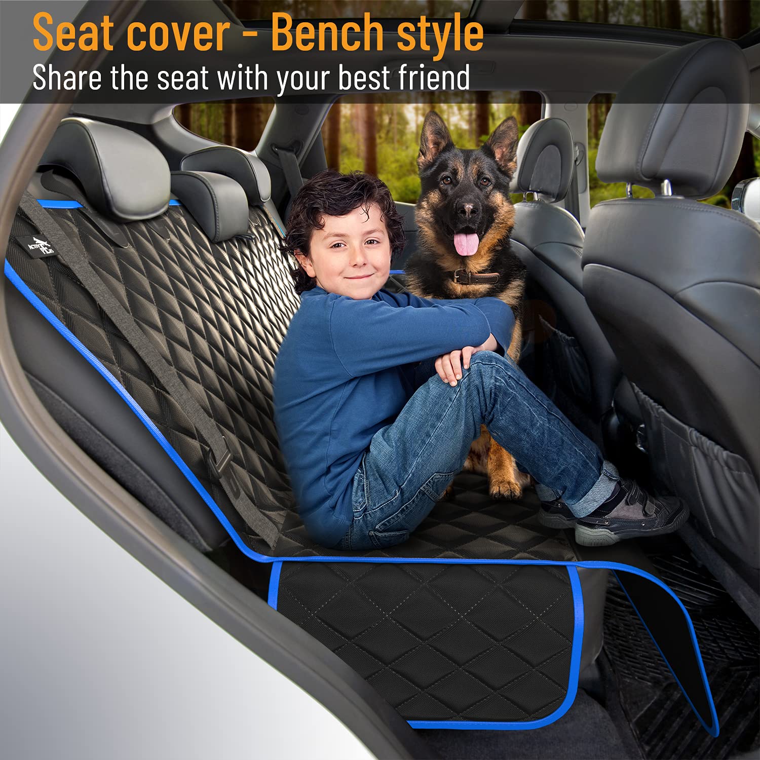 Active Pets Blue Standard Dog Car Hammock easy-clean fabric ready for vacuuming
