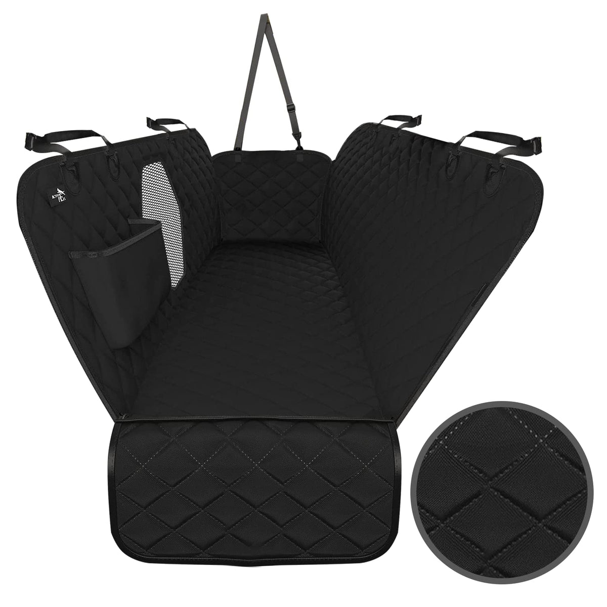 Active Pets dog car seat cover back seat hammock protects upholstery during pet rides.