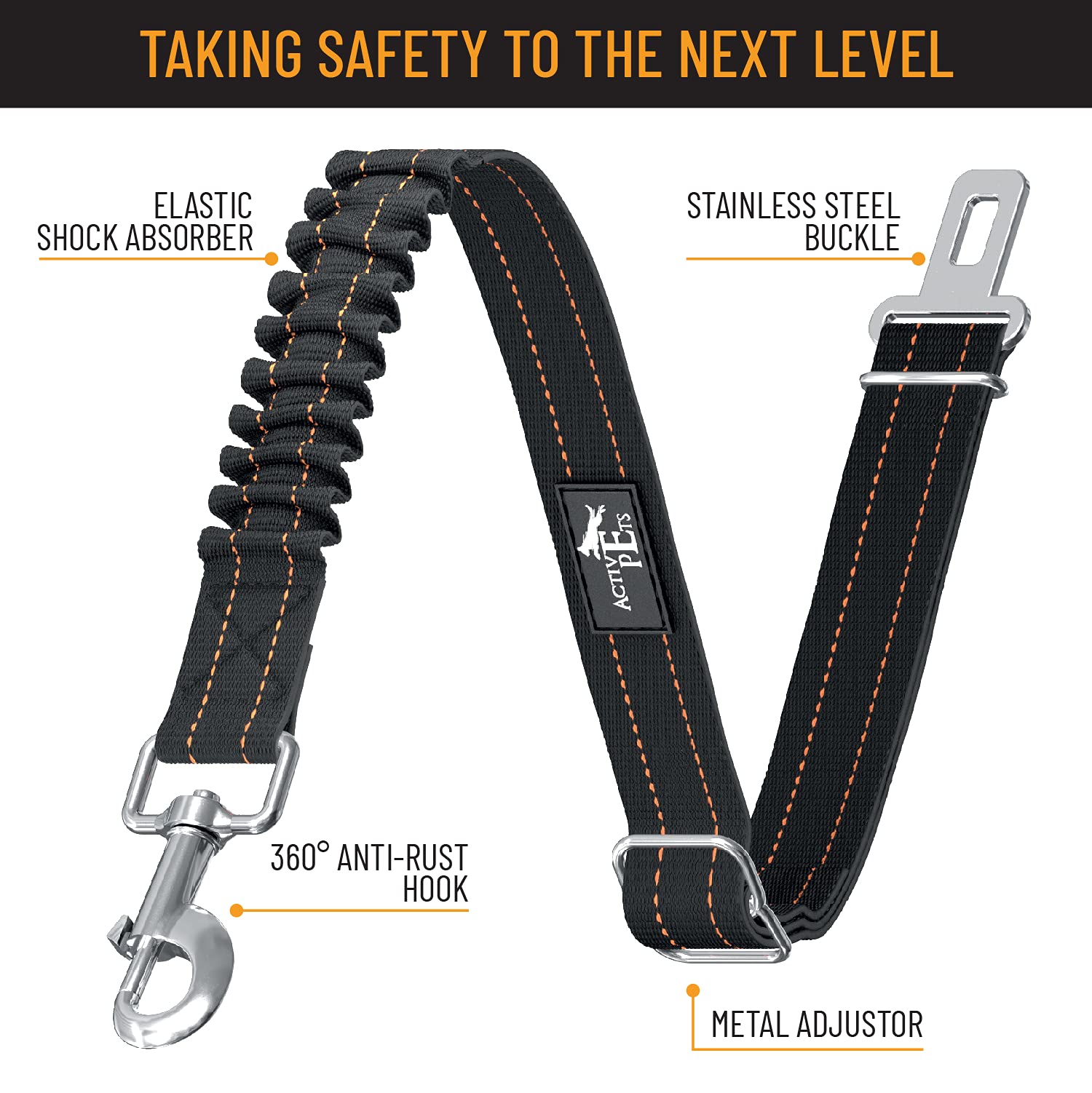 Active Pets dog seatbelt adjustable length demonstrates universal fit for small to XL dogs