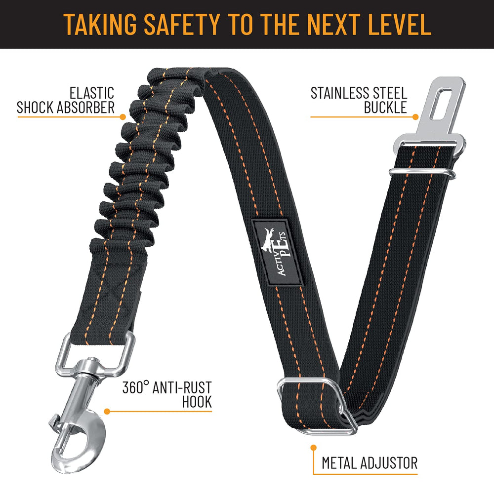 Active Pets dog seatbelt adjustable length demonstrates universal fit for small to XL dogs