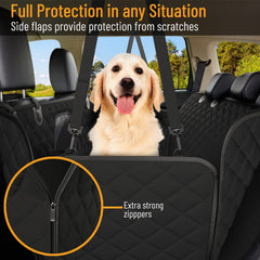 Active Pets hammock design creates a comfy barrier for dogs during car journeys.