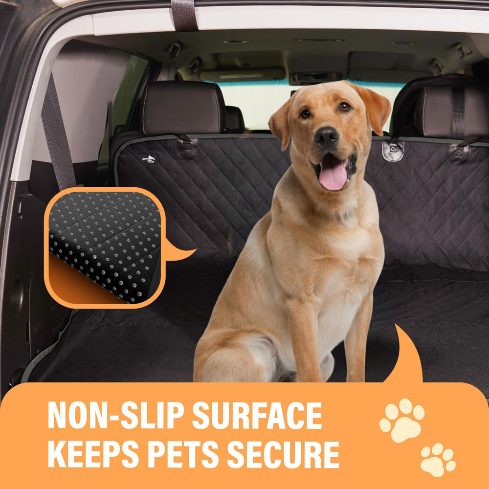 Active Pets machine-washable back-seat cover for easy refreshing after adventures.