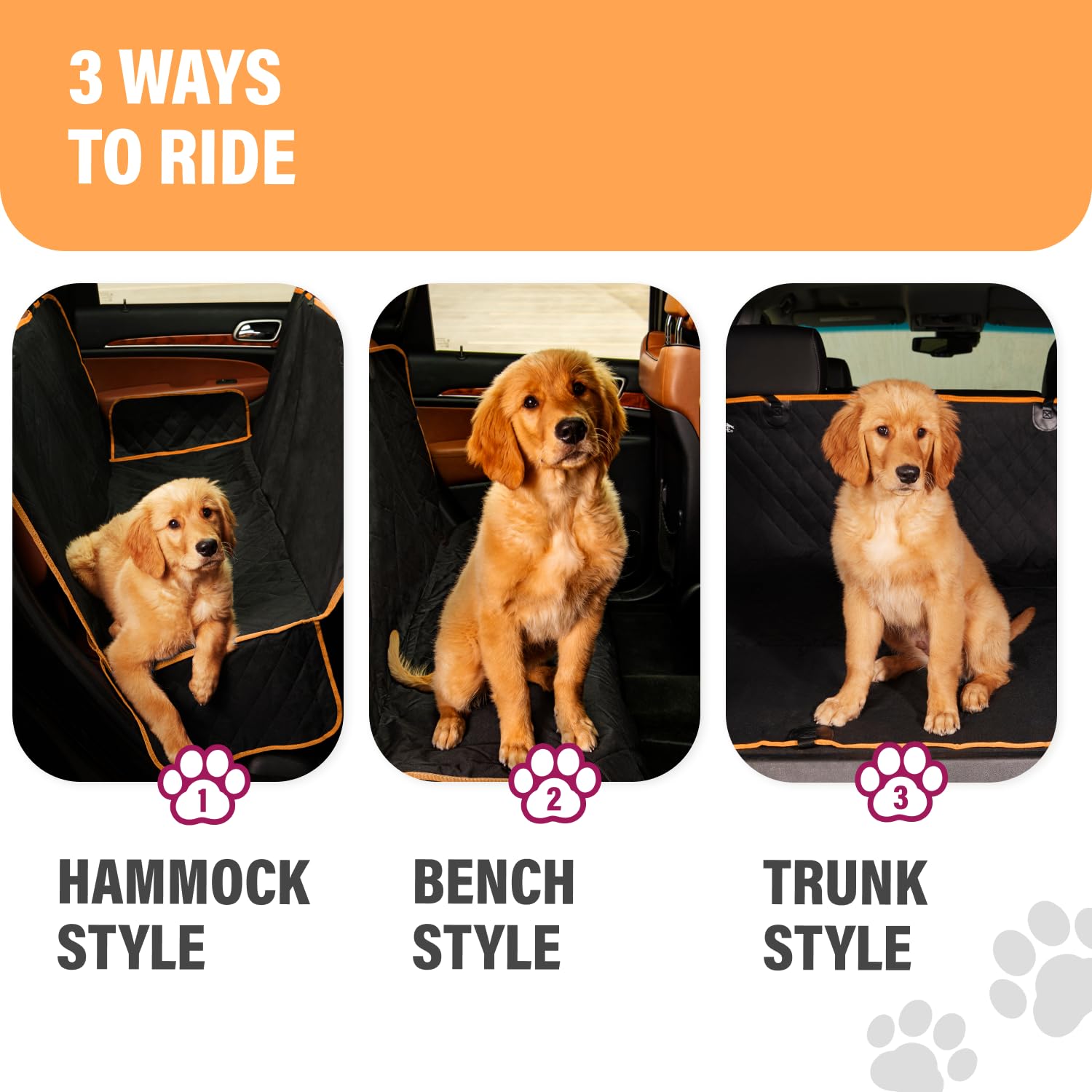 Active Pets Orange XL dog car hammock easy to vacuum for quick mess cleanup.