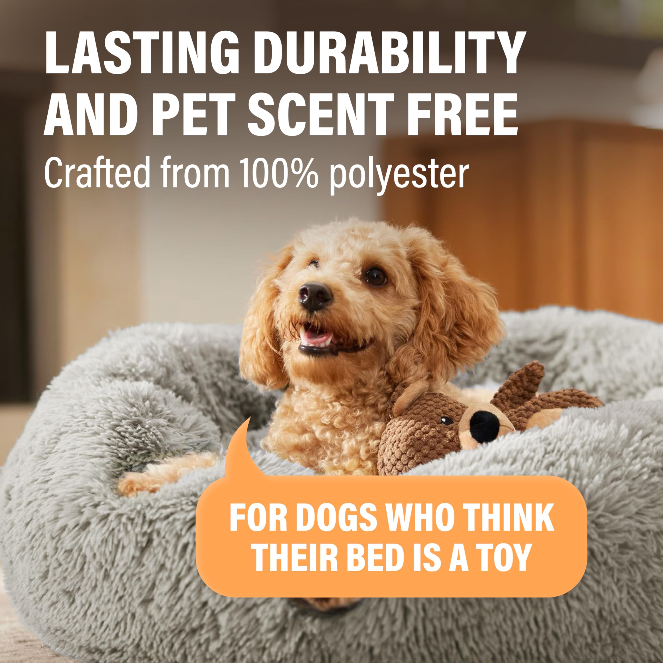 Active Pets premium small donut dog bed beige color fits home decor.