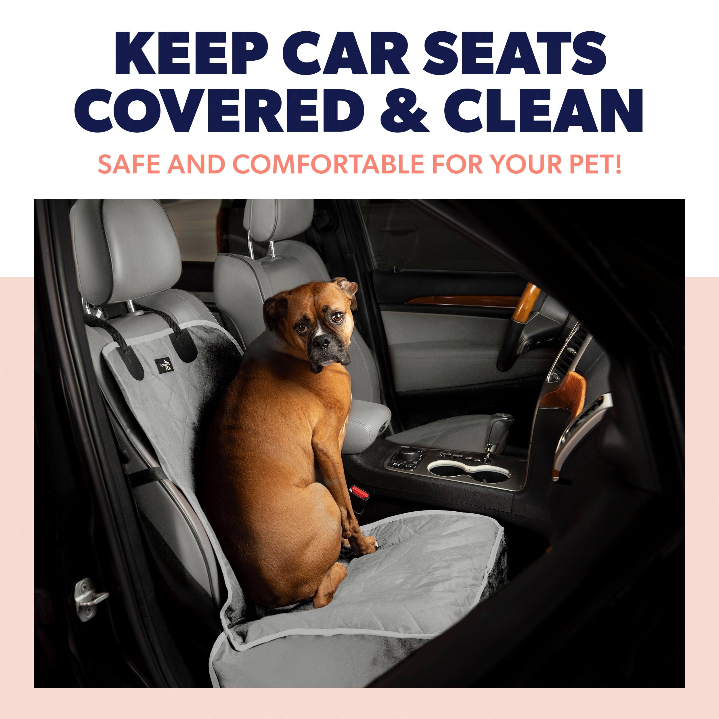 Active Pets universal-fit front-seat cover protects seats across cars and trucks.