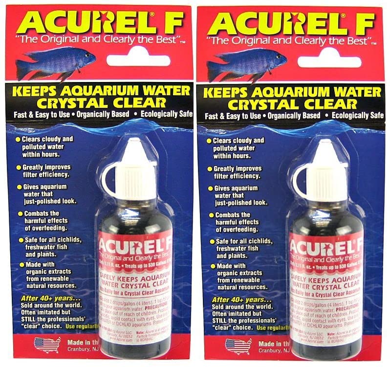 Acurel F Aquarium Clarifier bottle—promotes rapid, crystal-clear water in aquariums.