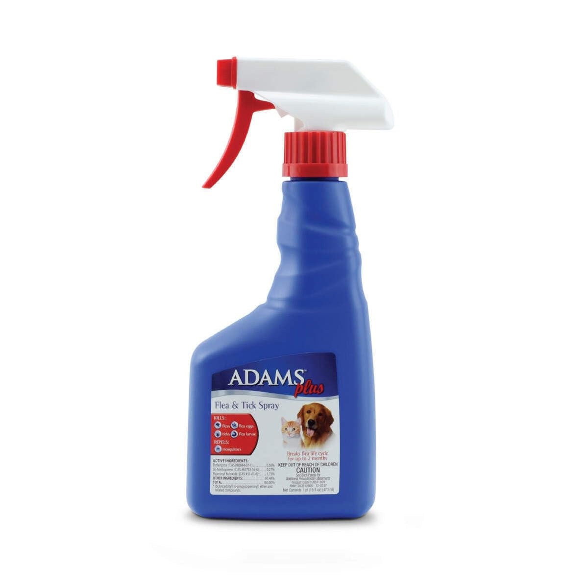 Adams Flea & Tick Spray Plus Precor 16 oz bottle for quick flea control.