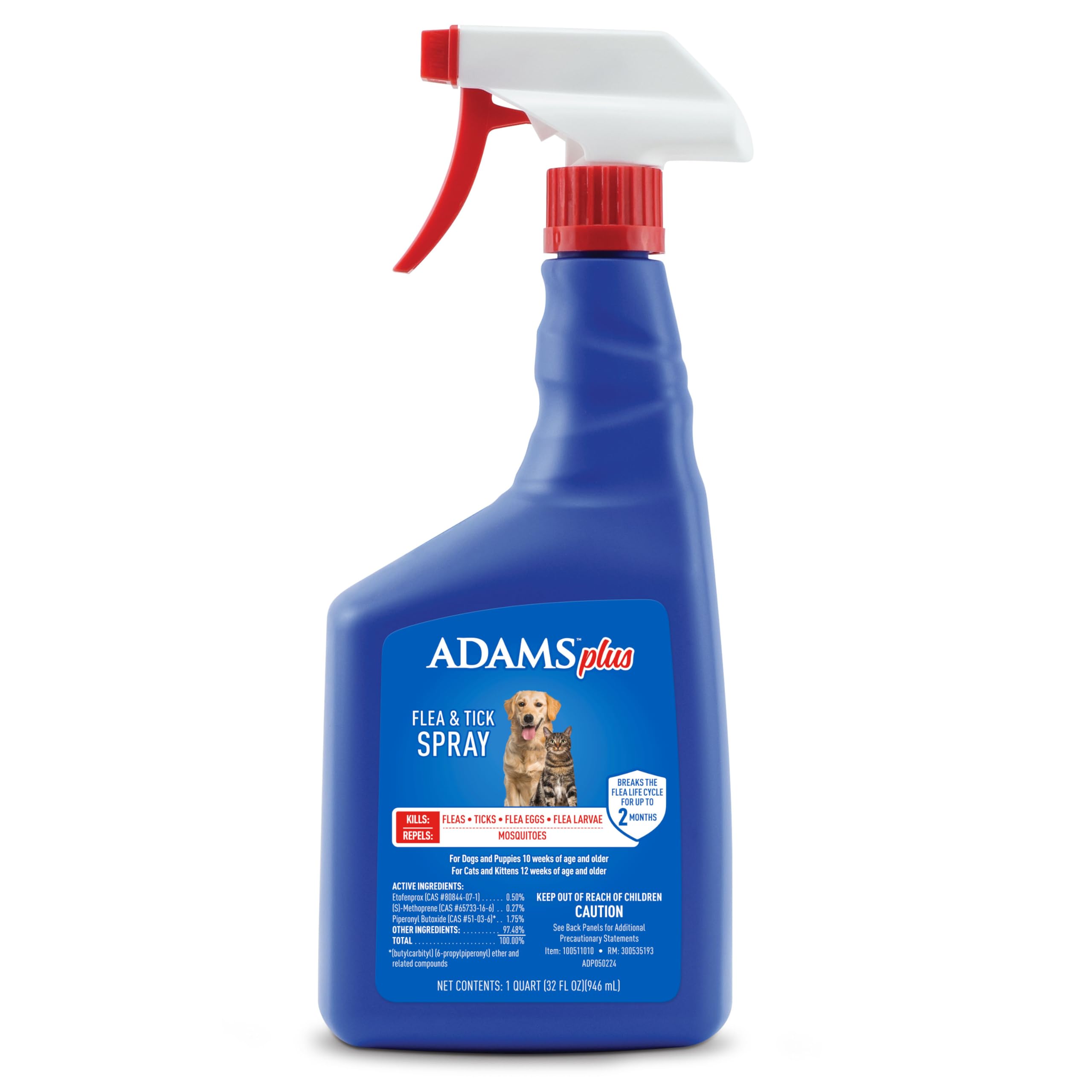 ADAMS Plus Flea & Tick Spray 32oz bottle ready for quick flea and tick protection.