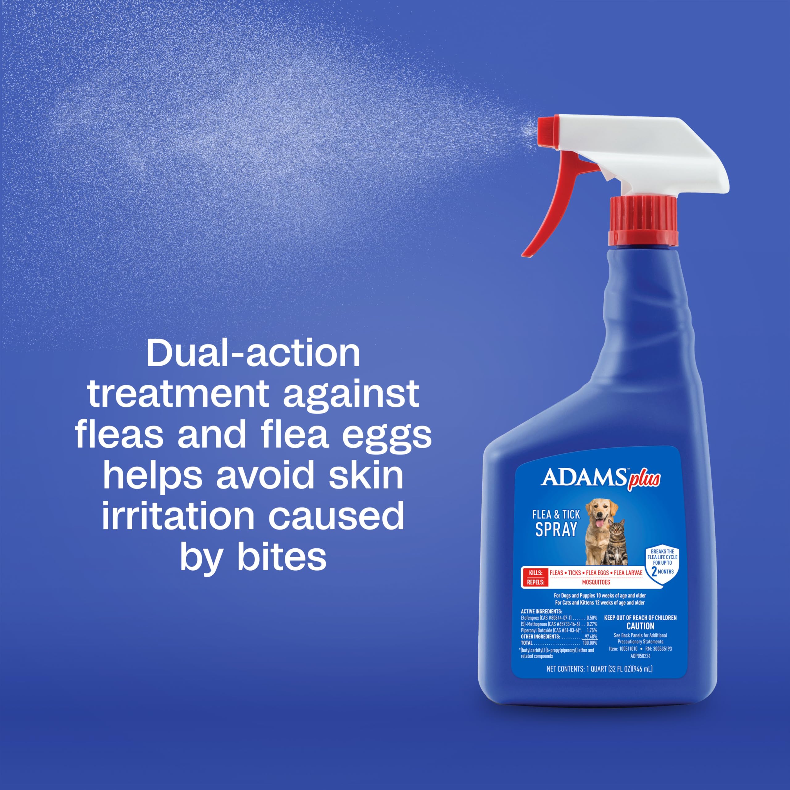 ADAMS Plus Flea & Tick Spray targets deer ticks for broader tick management.