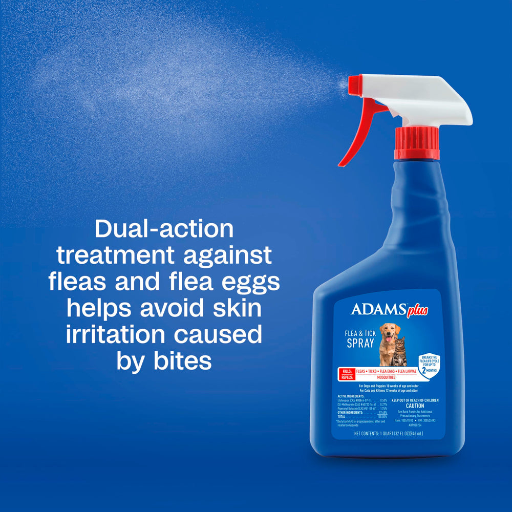 ADAMS Plus Flea & Tick Spray targets deer ticks for broader tick management.