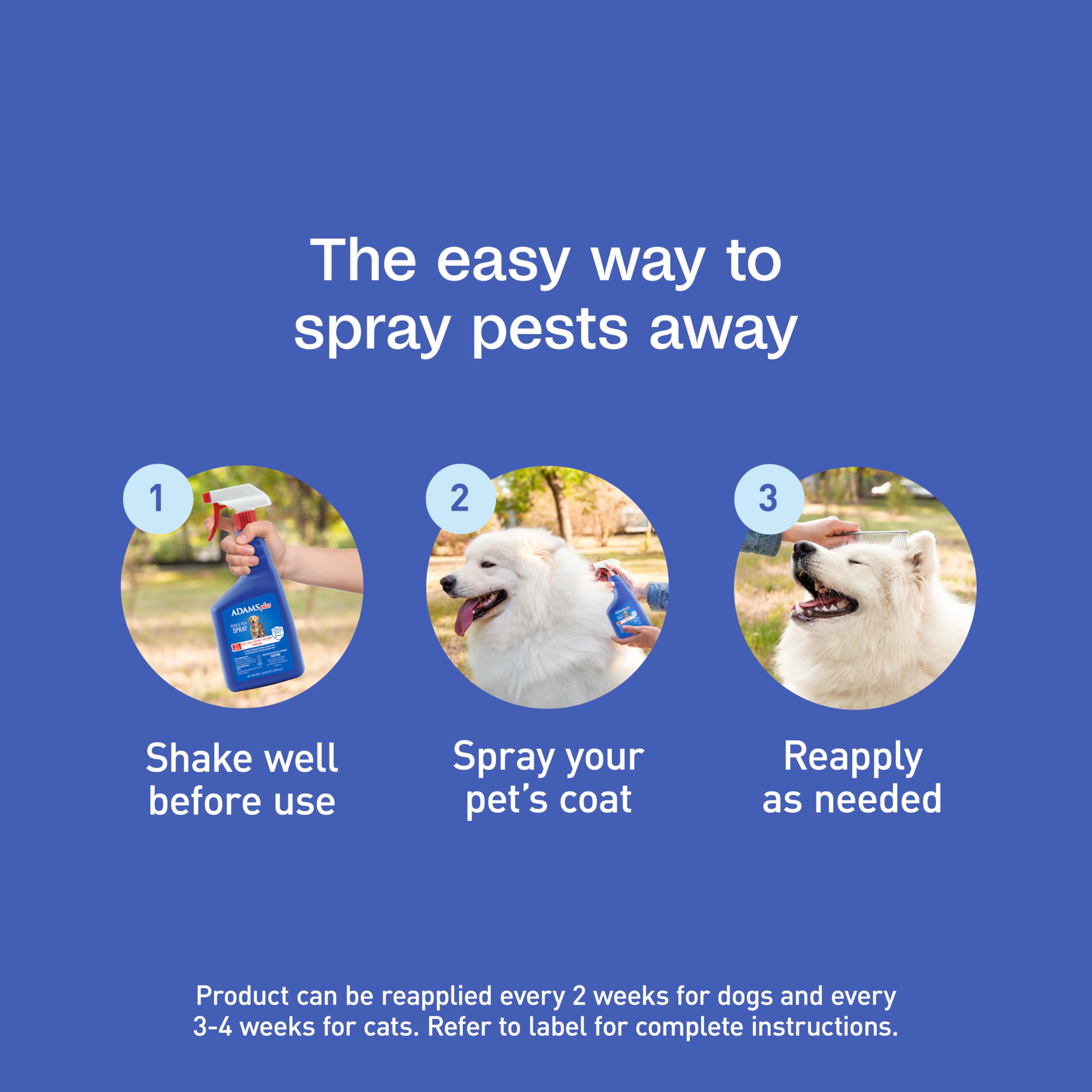ADAMS Plus Flea & Tick Spray provides convenient, unscented protection for pets.