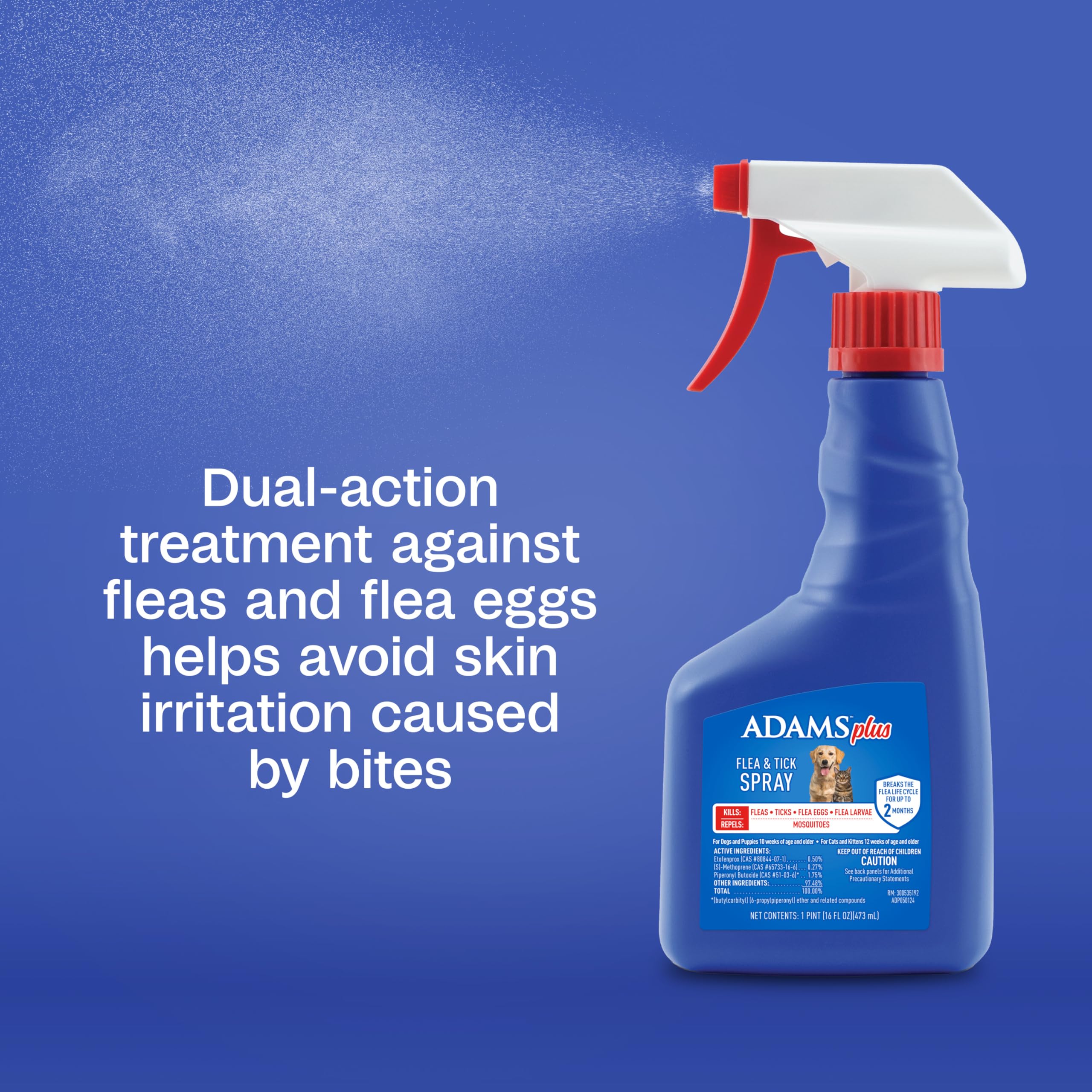ADAMS Plus Spray destaca la aplicación rápida con gatillo para uso cotidiano.